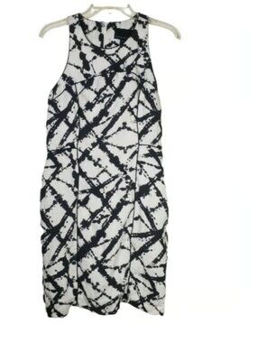 Cynthia Rowley Black & White Tie-Dye Shift Mini Dress